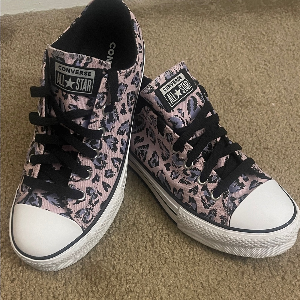 Converse Women's Pink and Black Animal Print Sneakers